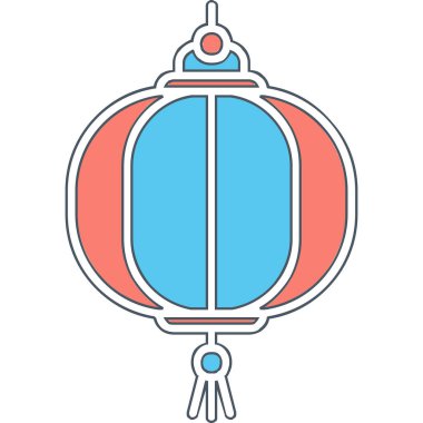 Oriental kağıt fener ağ simgesi, vektör illüstrasyonu 