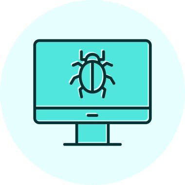 bilgisayar virüsü simgesi, vektör illüstrasyonu basit tasarım