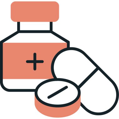 ilaç hapları simgesi, basit vektör illüstrasyonu 