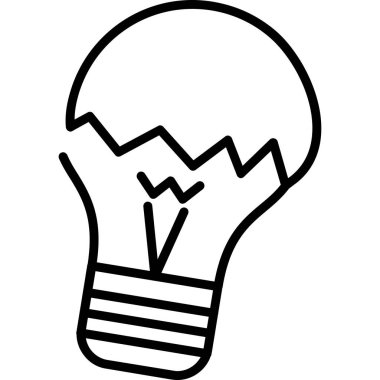 Kırık ampul simgesi, vektör illüstrasyonu