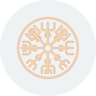 Vegvisir runik pusula simgesi, vektör illüstrasyonu.
