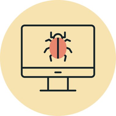 bilgisayar virüsü simgesi, vektör illüstrasyonu basit tasarım