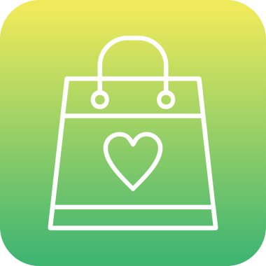 Aşk ikonlu alışveriş çantası, vektör illüstrasyonu