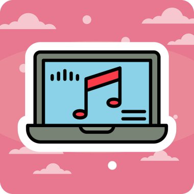 dizüstü bilgisayar vektör illüstrasyonu üzerine nota