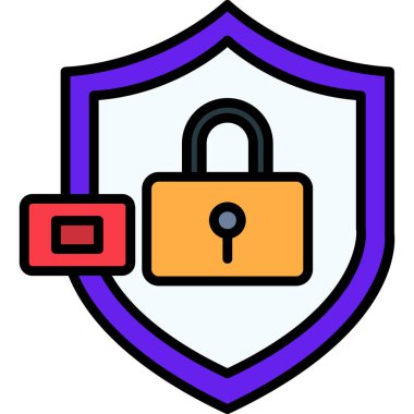 Kalkanlı veri koruma simgesi, vektör illüstrasyonu basit tasarım