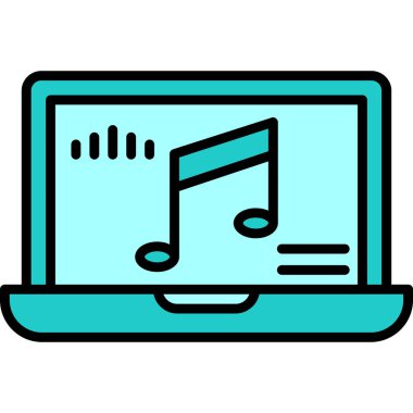 dizüstü bilgisayar vektör illüstrasyonu üzerine nota