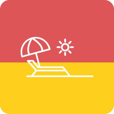 Yaz tatili, plaj ikonu, vektör illüstrasyonu