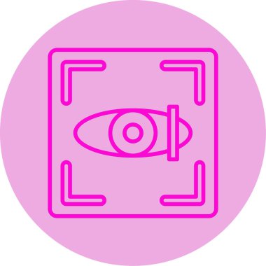 Göz Tarama Ağı simgesi, vektör illüstrasyonu. Tarama çerçevesi vektör ana hatları işaretli dijital göz