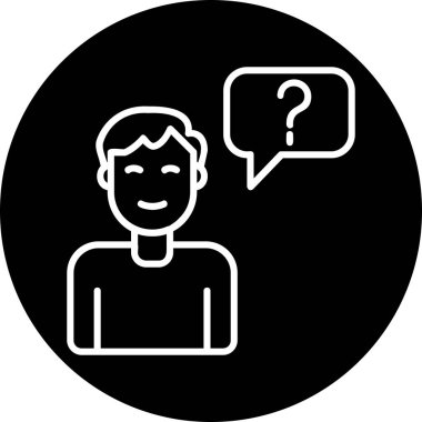 Müşteri Soru simgesi, vektör illüstrasyonu. Logotype. Konuşma balonunda soru işareti olan çocuk Avatar 'ı  