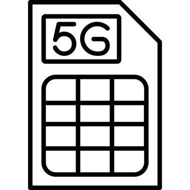 5g Sim Kart web simgesi, vektör illüstrasyonu 