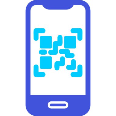 Cep telefonu ekranında QR kodu, vektör illüstrasyonu basit tasarım