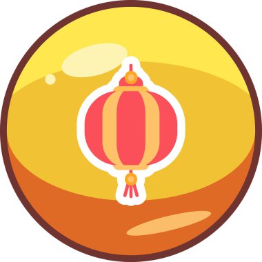 Oriental kağıt fener ağ simgesi, vektör illüstrasyonu 