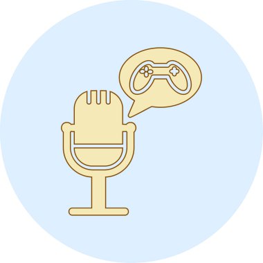 Mikrofon ve joystick, oyun akış ekipmanları konsepti çizimi