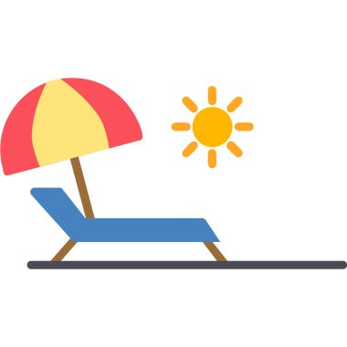 Yaz tatili, plaj ikonu, vektör illüstrasyonu