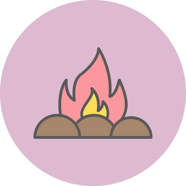 Kamp ateşi. Web simgesi, basit illüstrasyon 