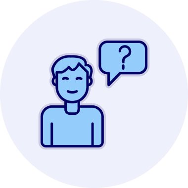 Müşteri Soru simgesi, vektör illüstrasyonu. Logotype. Konuşma balonunda soru işareti olan çocuk Avatar 'ı  