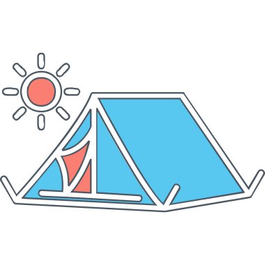 Çöldeki bir kamp çadırı ikonunun vektör çizimi