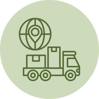 Kamyon ikonu, teslimat konsepti, vektör çizimi. dağılım            