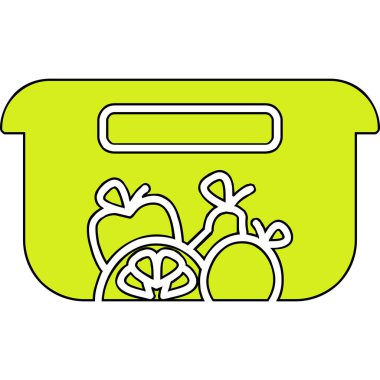 Gıda kabı simgesi, vektör illüstrasyonu basit tasarım