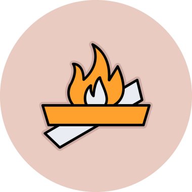 şenlik ateşi simgesi, ağ basit illüstrasyon