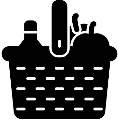 piknik sepeti simge vektör çizim