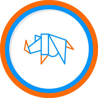 Origami biçiminde gergedan simgesi, vektör 