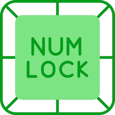 Num Lock Düğme Simgesi, Vektör İllüstrasyonu 