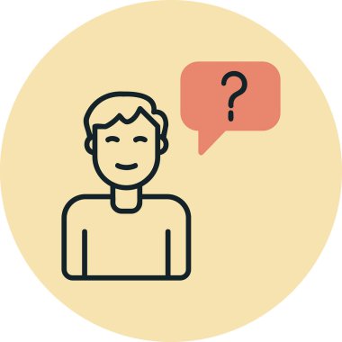 Müşteri Soru simgesi, vektör illüstrasyonu. Logotype. Konuşma balonunda soru işareti olan çocuk Avatar 'ı  