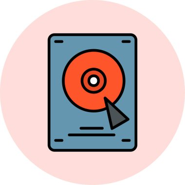 Sabit disk simgesi, vektör illüstrasyonu basit tasarım