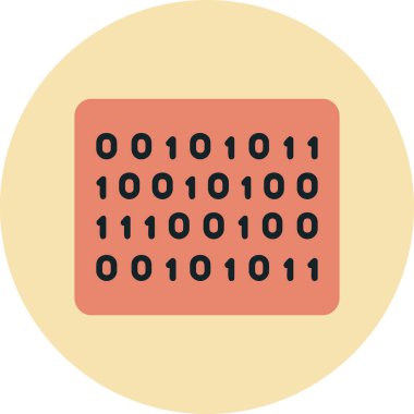 İkili Kod simgesi, vektör illüstrasyonu 