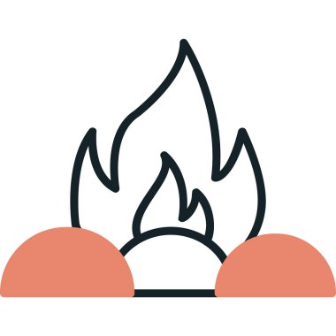 Kamp ateşi. Web simgesi, basit illüstrasyon 