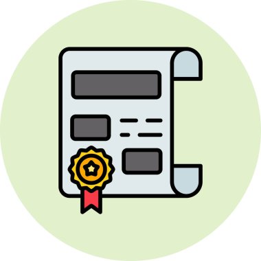 Sertifika simgesi ve vektör çizimi arkaplanda izole edildi