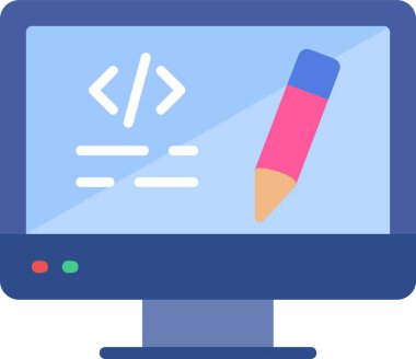 bilgisayar kodlama simgesi, vektör illüstrasyonu