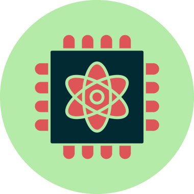 Kuantum hesaplaması. Web simgesi basit illüstrasyon