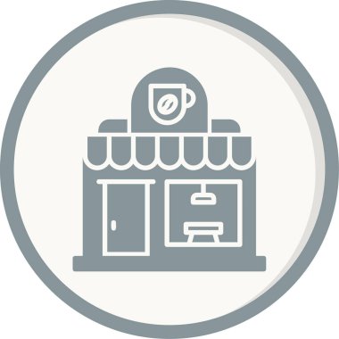 Kahve Dükkanı web simgesi, vektör illüstrasyonu