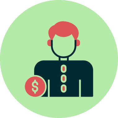 Ekonomist avatar iş adamı simgesi, vektör illüstrasyonu 