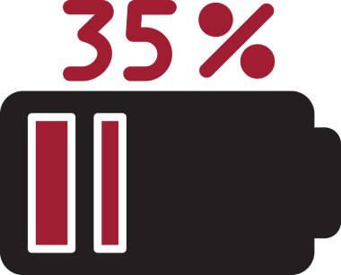 Pil Yüzdesi simgesi, vektör illüstrasyonu