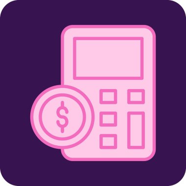 Web kullanımı için soyut bir şekilde dolar sembollü hesap makinesinin vektör simgesi.