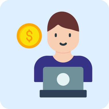 Serbest Çalışan. Web simgesi basit illüstrasyon