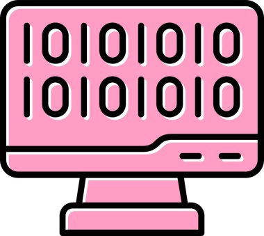 İkili Kod, Web simgesi basit illüstrasyon