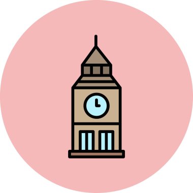 Clock tower web icon, vector illustration