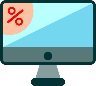 Bilgisayar monitörü. Basit illüstrasyon vektörü