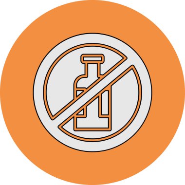 alkol yok, şişe simgesi, vektör illüstrasyonu