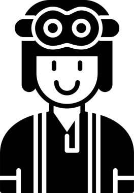 Kasklı ve gözlüklü pilot vektör çizimi