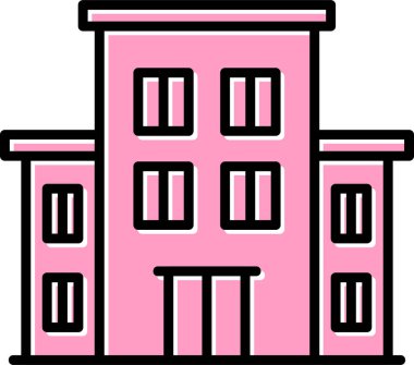 Hostel binası ikon vektör illüstrasyonu