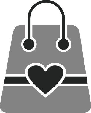 kalp alışveriş torbası ikon vektör illüstrasyonu
