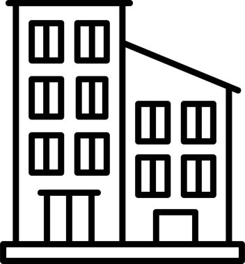 Apartman web simgesi, basit vektör illüstrasyonu