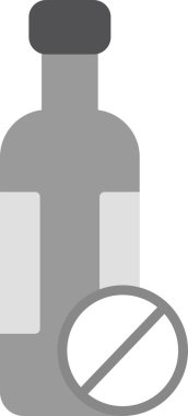 alkol yok, şişe simgesi, vektör illüstrasyonu