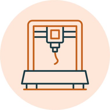 3d yazıcı simgesi, beyaz arkaplanda vektör illüstrasyonu