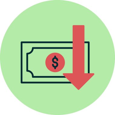 Para kaybı. Web simgesi basit illüstrasyon